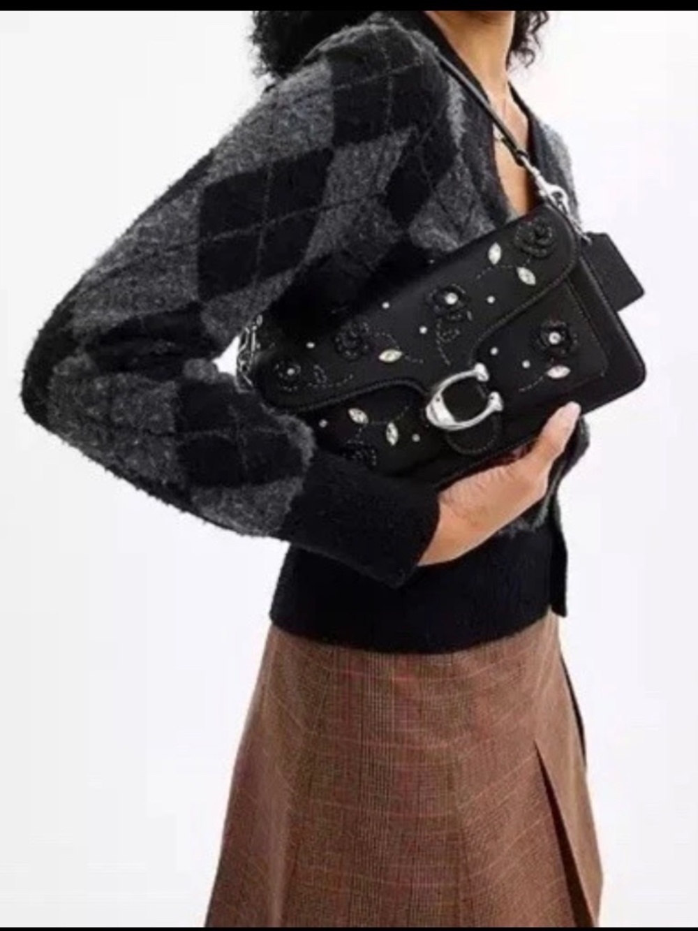 Coach Tabby 26 Glovetanned Leather Bag With 3D Floral Crystal Embellishment NWT